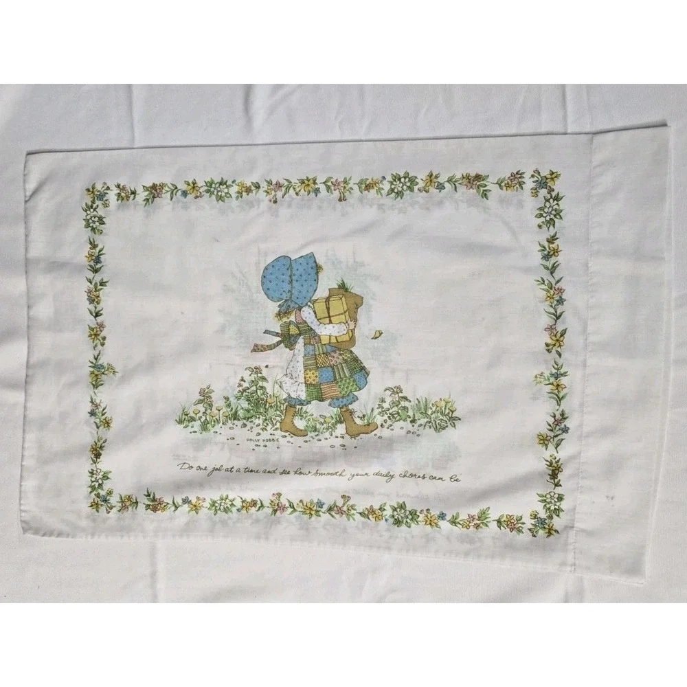 Vtg 1976 Was Holly Hobbie Double-sided Standard Pillow Case American Greetings